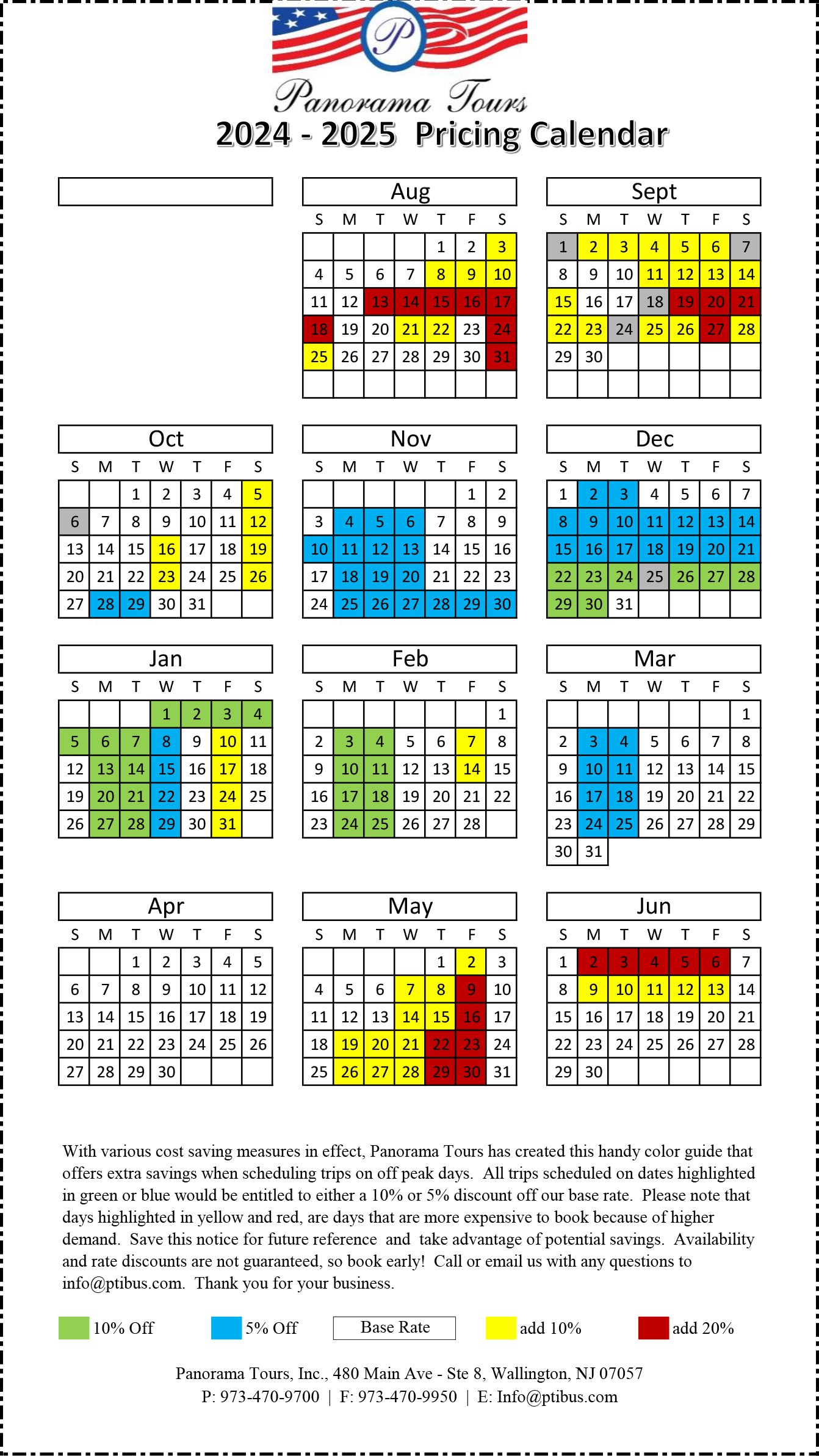 2024 Pricing Calendar